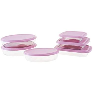 Imagem de Conjunto Assadeira Marinex 1576 com Tampa Rosa 6 Peças, Rosa