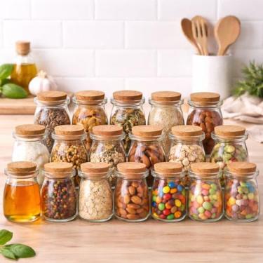 Imagem de 20 Potes De Vidro Pequeno Tampa Cortiça Lembrancinha Festa Doces Tempe