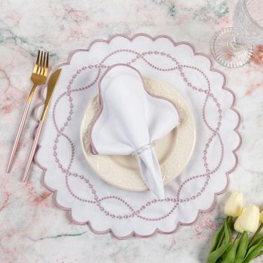 Imagem de Jogo Americano Sousplat Mesa Posta Bordado Guardanapo 12 Peças