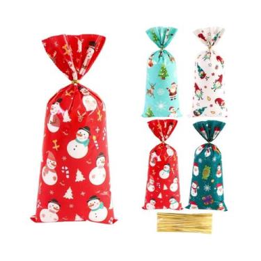 Imagem de Sacolas De Presente De Natal Papai Noel Boneco De Neve 4 Cores 25 50 1