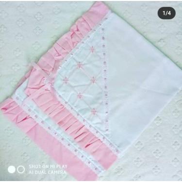 Imagem de Manta Bebê Babado Duplo Rosa - Alexandra Bordados