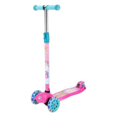 Imagem de Patinete Radical 3 Rodas Unicórnio Rosa Com Led - Dm Toys 6865