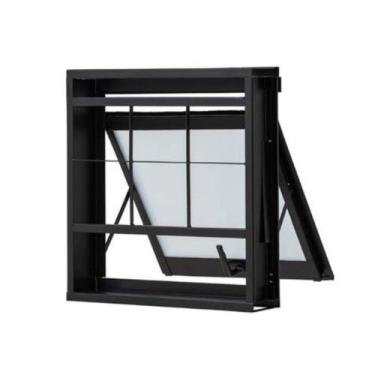 Imagem de Janela Vitro Maxim Ar Banheiro 60x60cm Vidro Boreal Preto Grade Quadri