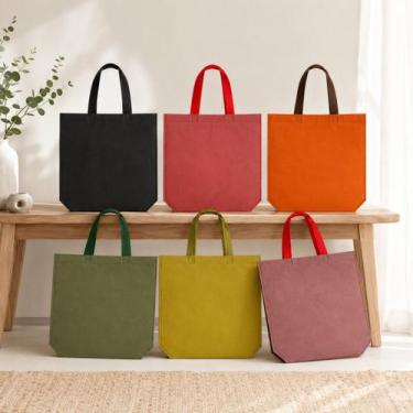 Imagem de Kit 6 Sacolas TNT Reutilizável 38x32 cm Ecobag Compras Mercado Present