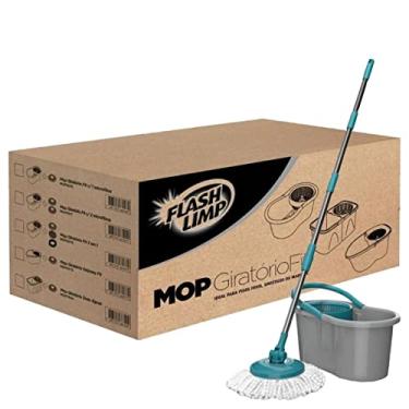 Imagem de Mop Esfregão Giratório Fit Com Balde E Refil Flash Limp Inox