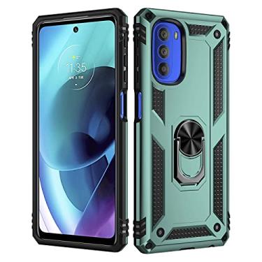 Imagem de Caso de capa de telefone de proteção Para Motorola Moto G51 5G Case Telefone celular com estojo de suporte magnético, proteção à prova de choque pesada para Motorola Moto G51 (5G) (Color : Green)