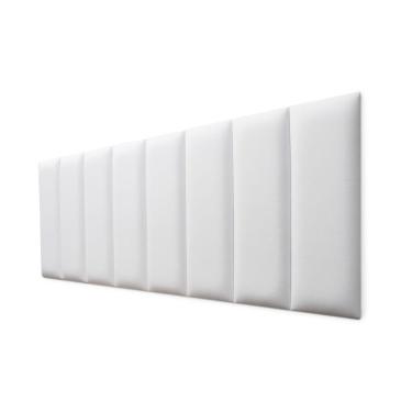 Imagem de Placas Cabeceira Modulada Adesiva Queen Estofada 160cm x 60cm Kit 8 Placas - Courino Branco
