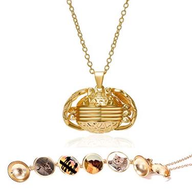 Imagem de Sisadodo Colar com medalhão com foto para mulheres, meninas, com 4 imagens, expansível, joias de presente para aniversário, dia dos namorados, presentes de Natal