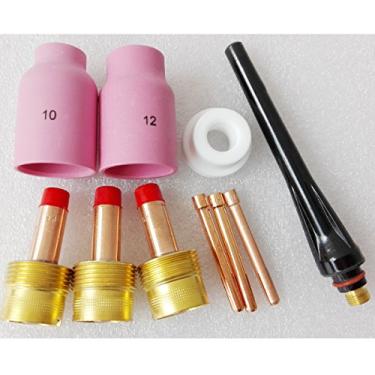 Imagem de Kit de acessórios 10 peças (1,6 mm/2,4 mm/3,2 mm) 57N87 57N88 lente de gás jumbo copo de cerâmica para tocha TIG peças de reposição WP17 18 26