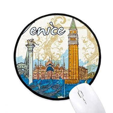 Imagem de DIYthinker Mouse pad Itália Veneza Ilustração Nacional Ponto de Marco de Mesa Escritório Tapete Redondo para Computador