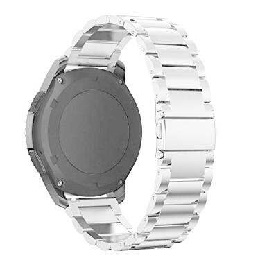 Imagem de Pulseira de relógio de aço inoxidável de 22 mm de largura 7,1" 180 mm de comprimento para Samsung (Gear S3 Frontier Classic), Prata, Pulseira, clássica, compacta, portátil