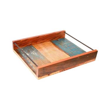 Imagem de Bandeja Decorativa Para Bar E Sala Em Madeira De Demolição Medindo 0,46 x 0,32