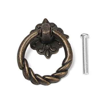 Imagem de Estilo Retro Anel Alças de Bronze Guarda-roupa Puxa Gabinete de Furo Único Puxar Maçanetas Auxiliares Multiuso para Móveis Duráveis, 3