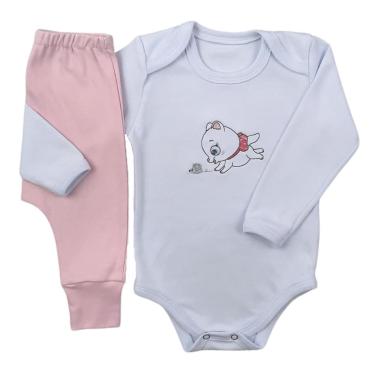 Imagem de Conjunto Body Manga Longa Bordado Gatinha 3 e Calça Suedine Mijão Culote - Roupa Bebê-Masculino