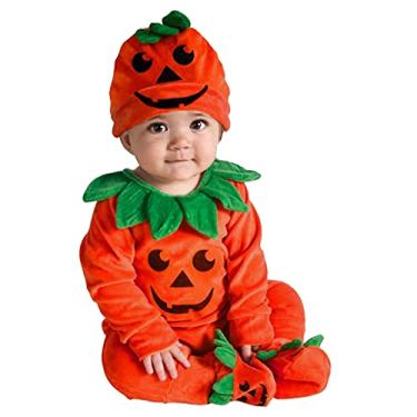 Imagem de Macaquinho para bebês meninos de 9 meses para meninas e crianças, macacão para meninos (laranja, 0 a 6 meses)
