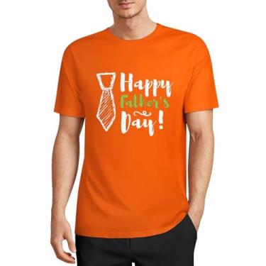 Imagem de CHAIKEN&CAPONE Camisetas masculinas para o dia dos pais, camisetas clássicas para homens, camisetas masculinas para o pai, gola drapeada, manga curta, algodão, Estilo laranja médio, XXG