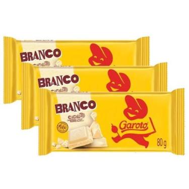 Imagem de Kit 3 Barra De Chocolate Branco Garoto 80G