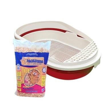 Imagem de Kit Higiene Gato areia granulado Madeirinha 5kg com Bandeja - Furacao 