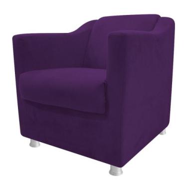 Imagem de kit Poltrona, Namoradeira Babel e Puff Banqueta Dado Suede Roxo - KDAc