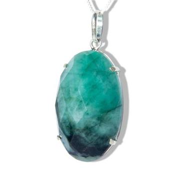 Imagem de Conjunto Brinco e Pingente Pedra Esmeralda Natural Prata 950 - Cristai