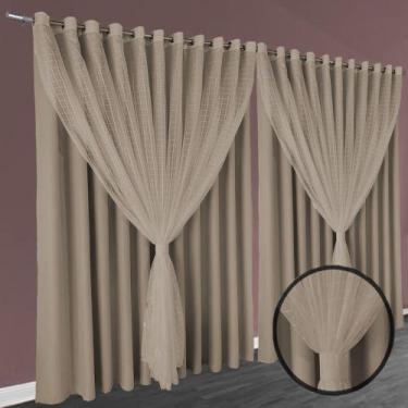 Imagem de cortina pé direito Miami de ilhios 5,50 x 4,30 varão palha - Bravin Co