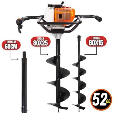 Imagem de KIT Perfurador de Solo Vulcan VPS520-S com Broca 80x15cm + Broca Extra