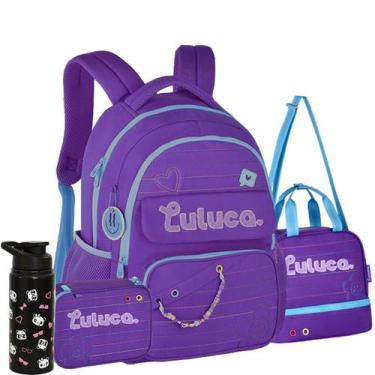 Imagem de Kit Mochila Youtuber Luluca + Lancheira + Estojo Oficial NF, Roxo