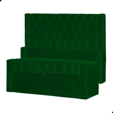 Imagem de Kit Cabeceira e Calçadeira Baú Emma Suede Queen 160 cm - Fina Mobília,