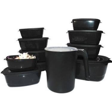 Imagem de Conjunto 10 Potes 1 Jarra Marmita Organizador Plasticos - Casa Bella, 