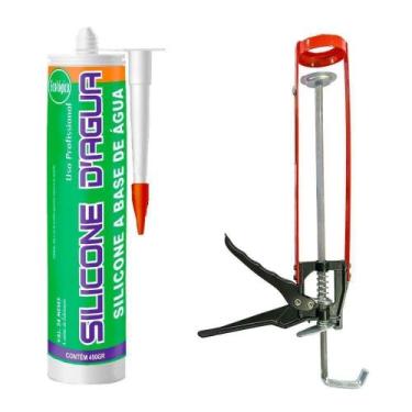 Imagem de Kit Silicone Cinza 450G Selante Acrílico Com Aplicador - Sbrix