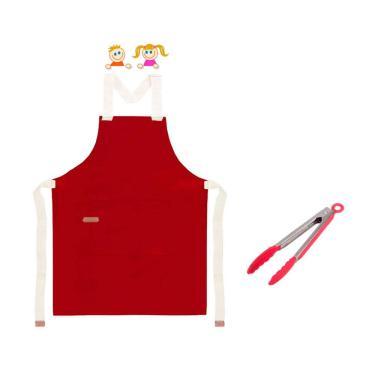 Imagem de Avental Infantil Vermelho Mini Pegador Cozinha Crianças Kids