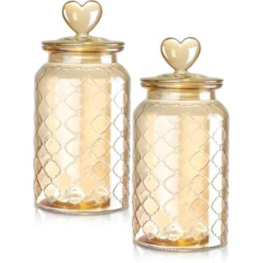 Imagem de Glazeal Potes De Vidro Para Doces 45 Oz Com Tampa Hermética, Recipiente Decorativo Em Formato Coração 1350 Ml, Vintage Armazenamento Alimentos