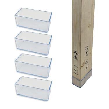 Imagem de Aogigigio Tampas De Poste Madeira 2X4 - 4 Peças 1,57" X 3,15" (1-1/2" 3-1/7"), Protetor Piso Pvc, À Prova D'Água E Antifricção, Adequado Para Pernas Mesa, Braços Cadeira Outras Madeiras, Transparent