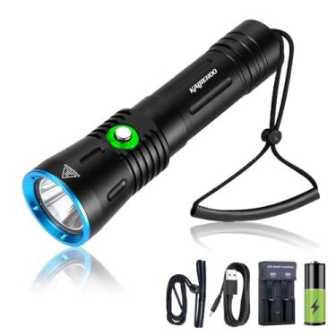 Imagem de KAIJIENOO Lanterna De Mergulho Dvf01, Superbrilhante, 2000 Lúmens, 5 Modos, Com Indicador Energia, Subaquática À Prova D'Água Ip68, Segurança Recarregável (Bateria Incluída)