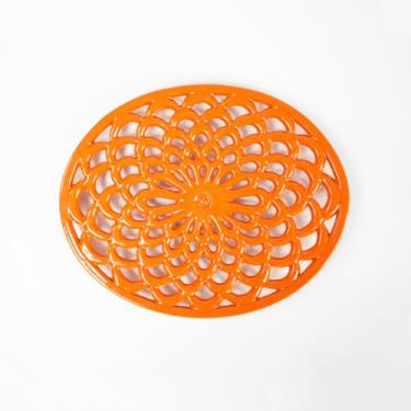 Imagem de HAWOK Base Para Panela Oval De Ferro Fundido Esmaltado Com Pinos Borracha, Metal Pratos Quentes, Laranja