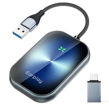 Imagem de XINTUO Adaptador CarPlay sem fio, converte com fio para dongle CarPlay, adaptador USB Plug & Play para carros, controle sem costura para iOS 10+ (azul)
