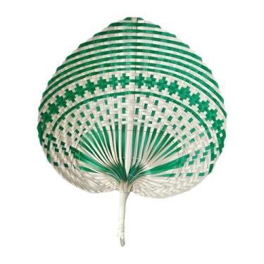 Imagem de kowaku Ventilador de mão de bambu para refrigeração ao ar livre, ventilador de folhas trançadas chinês manual para decoração de casa e festas de verão, Verde