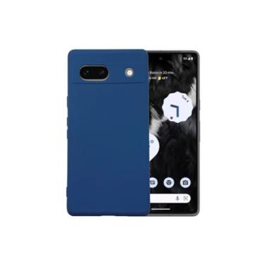 Imagem de Casecious Compatível com Google Pixel 7A Capa traseira básica de gel de silicone líquido macio para celular (azul marinho)