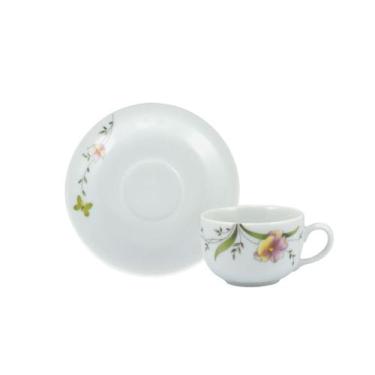 Imagem de Xícara Café com Pires 100ml Porcelana Schmidt - Dec. Carmem 2344, 2344