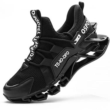 Imagem de TSIODFO Tênis Feminino Slip-On Atlético Corrida Caminhada Respirável Confortável Corredor Academia Treino Preto Tamanho 11