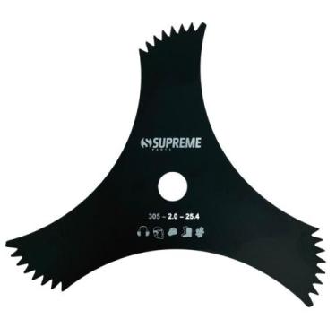 Imagem de Faca Lâmina 3 Pontas Serrilhada 305mm Roçadeiras Furo 1 Pol - SUPREME 