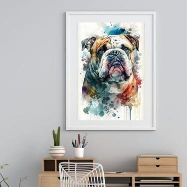 Imagem de Quadro Aquarela Bulldog Inglês - 60X48Cm - Quadros On-Line
