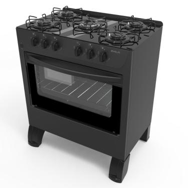 Imagem de Fogão Braslar 5 Bocas Carina Black Forno Easy Clean Trempe Individual Esmaltada