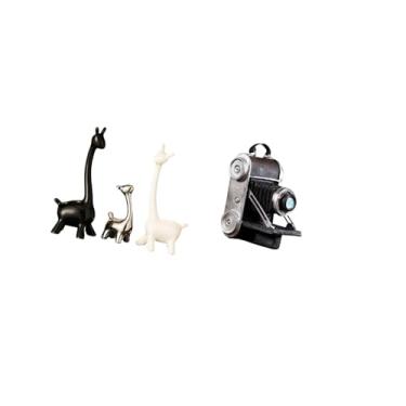 Imagem de Fenteer Estatuetas de Câmera de Girafa, Estátua de Cerâmica, Ornamento de Resina, Peça Central de Mesa Criativa Moderna, Acessório Decorativo Exclusivo para D