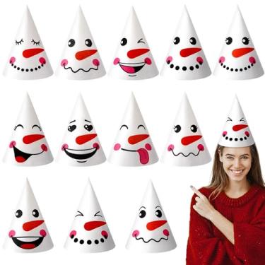 Imagem de Velmitten 12 peças de chapéus de feltro de cone de Natal branco fofo chapéu de feltro de boneco de neve para adultos, adolescentes, homens, mulheres, lembrancinhas de festa de Natal, suprimentos para