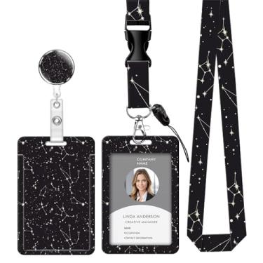 Imagem de Cordão retrátil para crachá de identificação com clipe e chaveiro, ajustável, bonito carretel de separação, durável, perfeito para mulheres enfermeiras, professoras, trabalhadoras de escritório