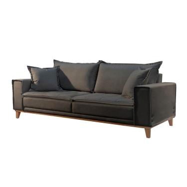 Imagem de Sofá Fixo Aquiles 2 Lugares Luxo 1,60m Castellar Móbile Veludo Chumbo