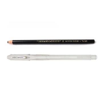 Imagem de Lapis Dermatografico Mitsubishi Preto e Caneta Gel Uni-Ball Angelic  B