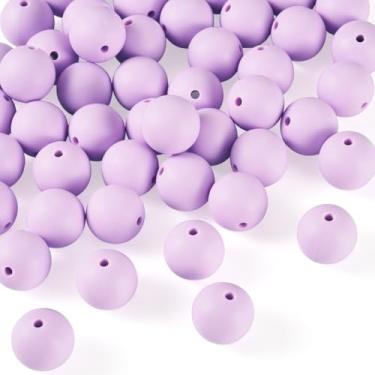 Imagem de 50 peças de contas de silicone de 15 mm espaçadores de contas focais de borracha cor sólida para artesanato faça você mesmo caneta com contas chaveiro pulseiras fabricação de joias, ameixa