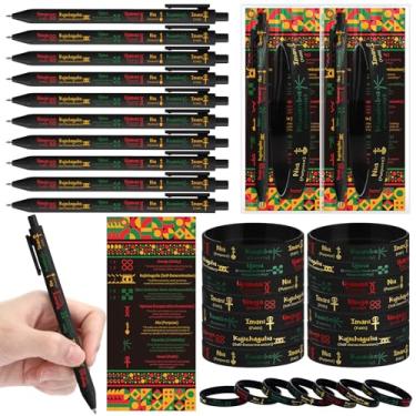 Imagem de Tenceur 20 conjuntos de presentes Kwanzaa a granel, inclui canetas esferográficas tradicionais africanas tradicionais, pulseiras de borracha, pulseiras de silicone, cartões para lembrancinhas de festa